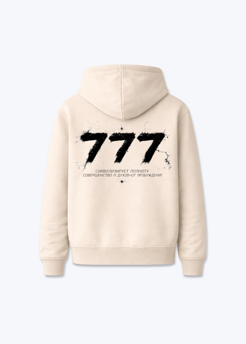 777 Regular Hoodie - Beige Back (Designed)