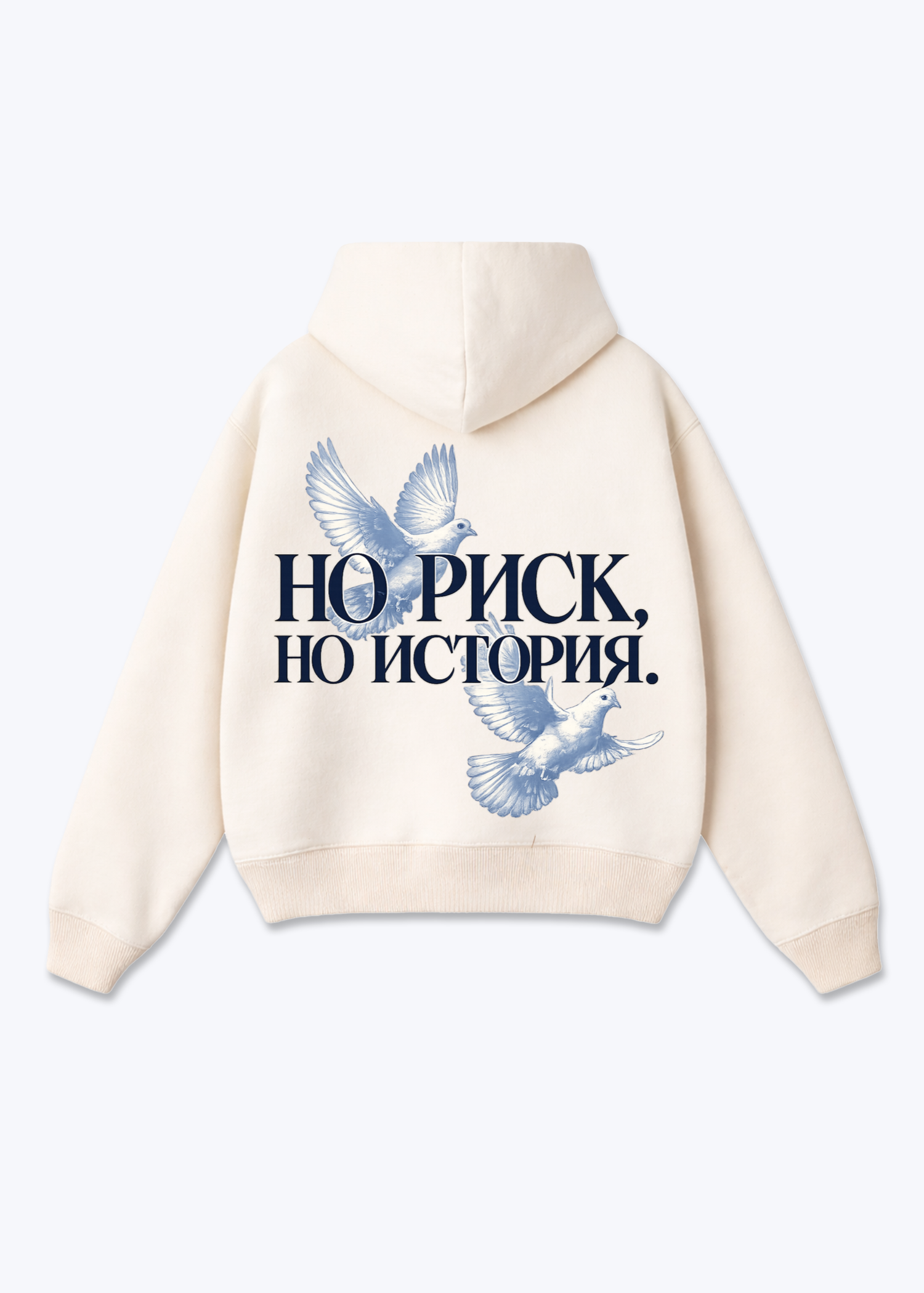 No Risk Oversized Hoodie - Beige Back (Designed)