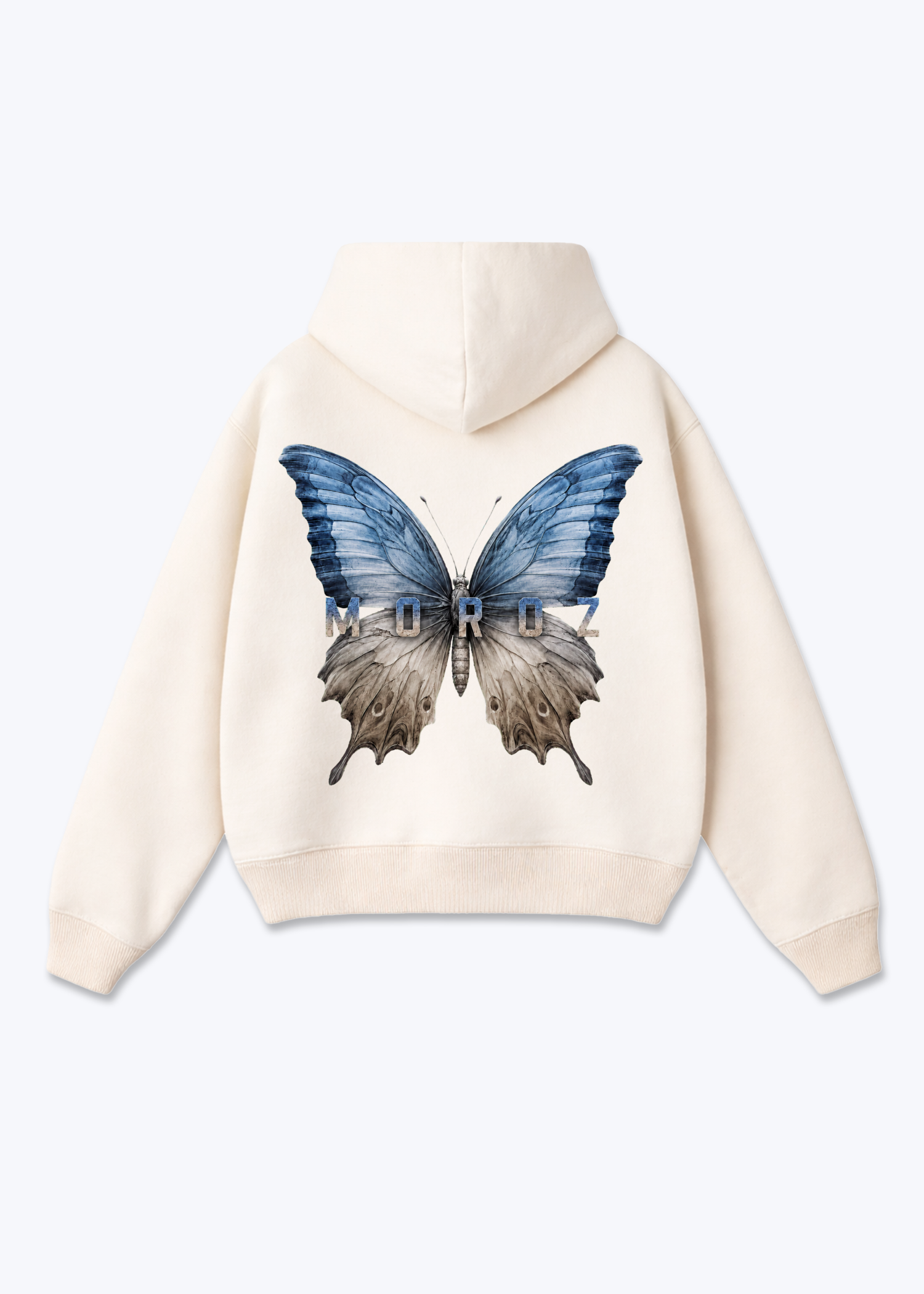 Butterfly Zip Hoodie - Beige Back (Designed)
