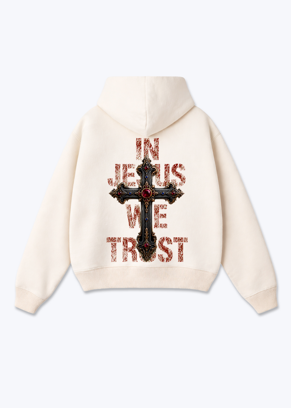 Trust Oversized Hoodie - Beige Back (Designed)