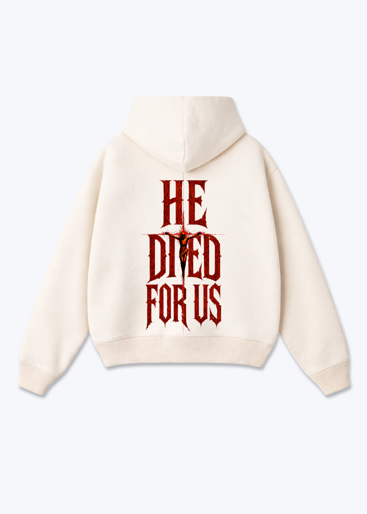 He Oversized Hoodie - Beige Back (Designed)