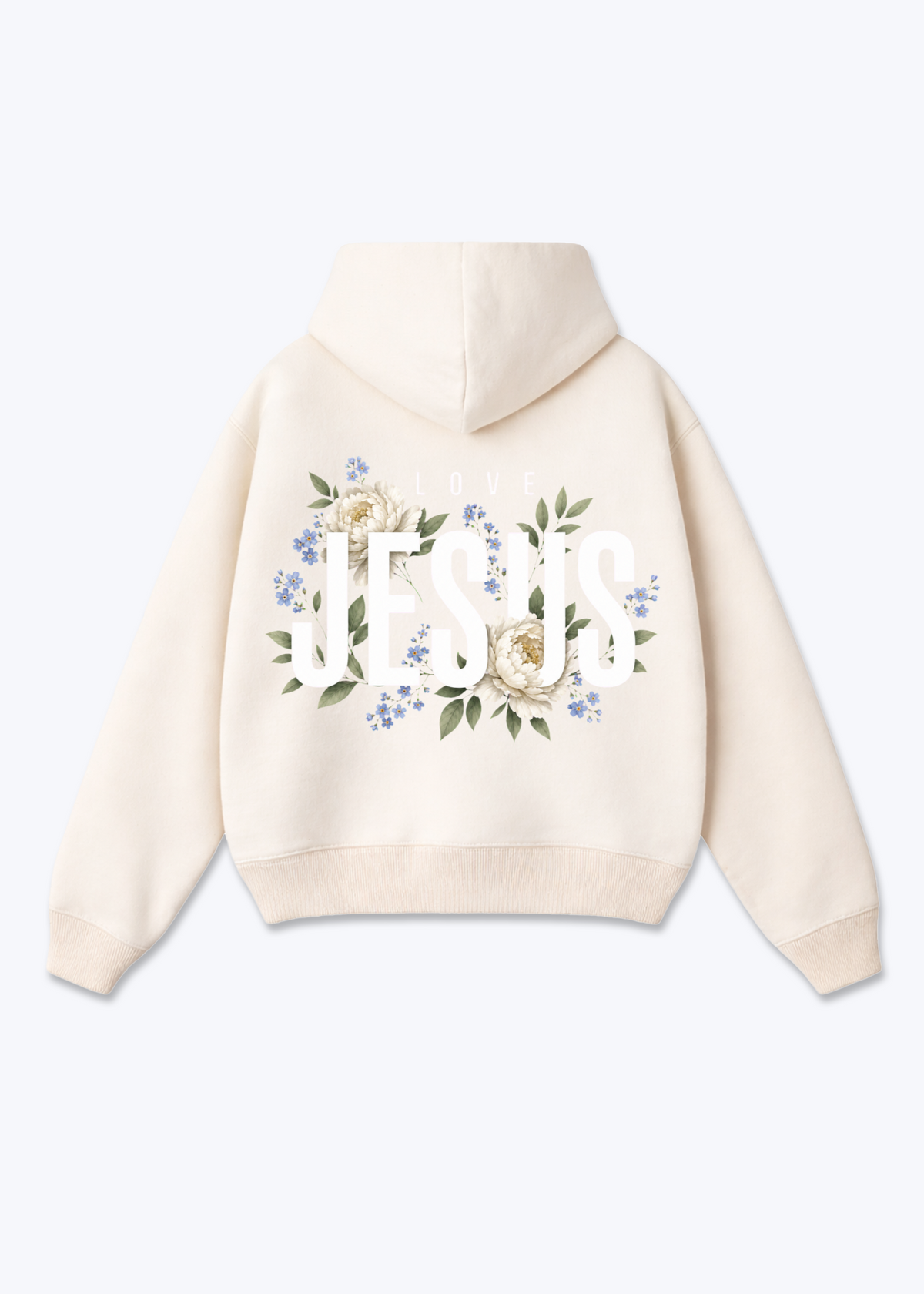 Love Jesus Oversized Hoodie - Beige Back (Designed)
