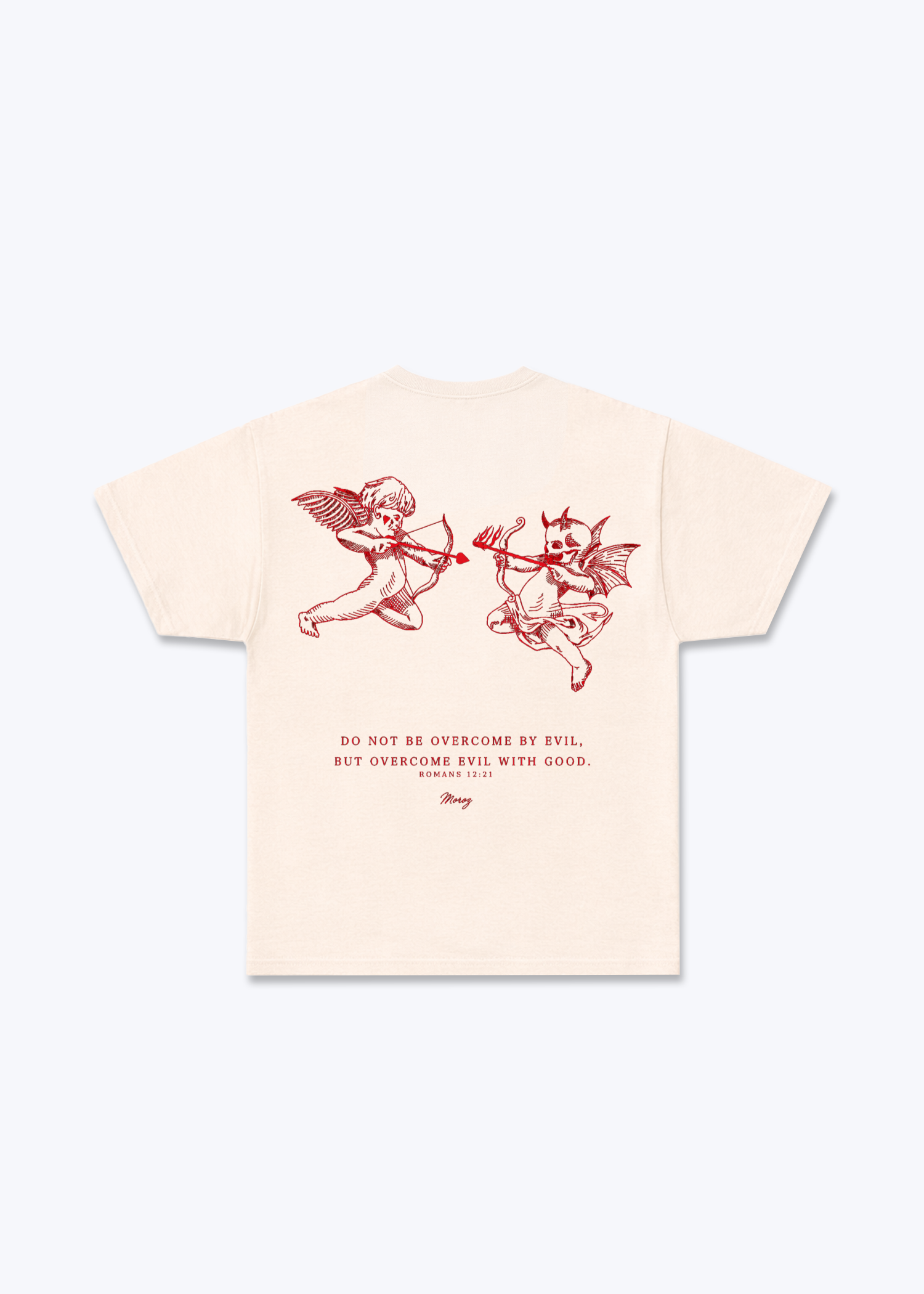 Angel vs Dev Regular Shirt - Beige Back (Designed)