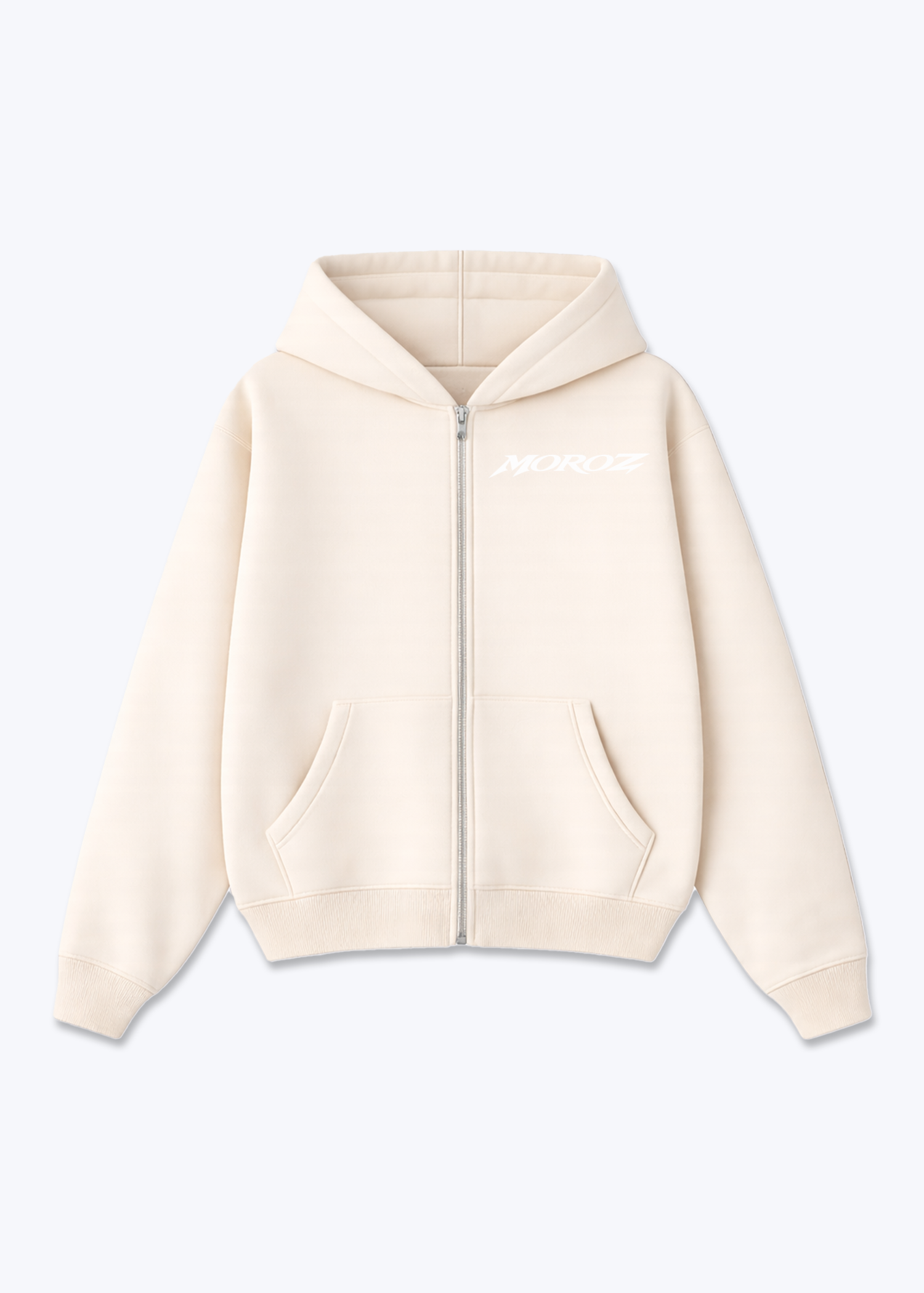 Bless Zip Hoodie - Beige Front (Designed)