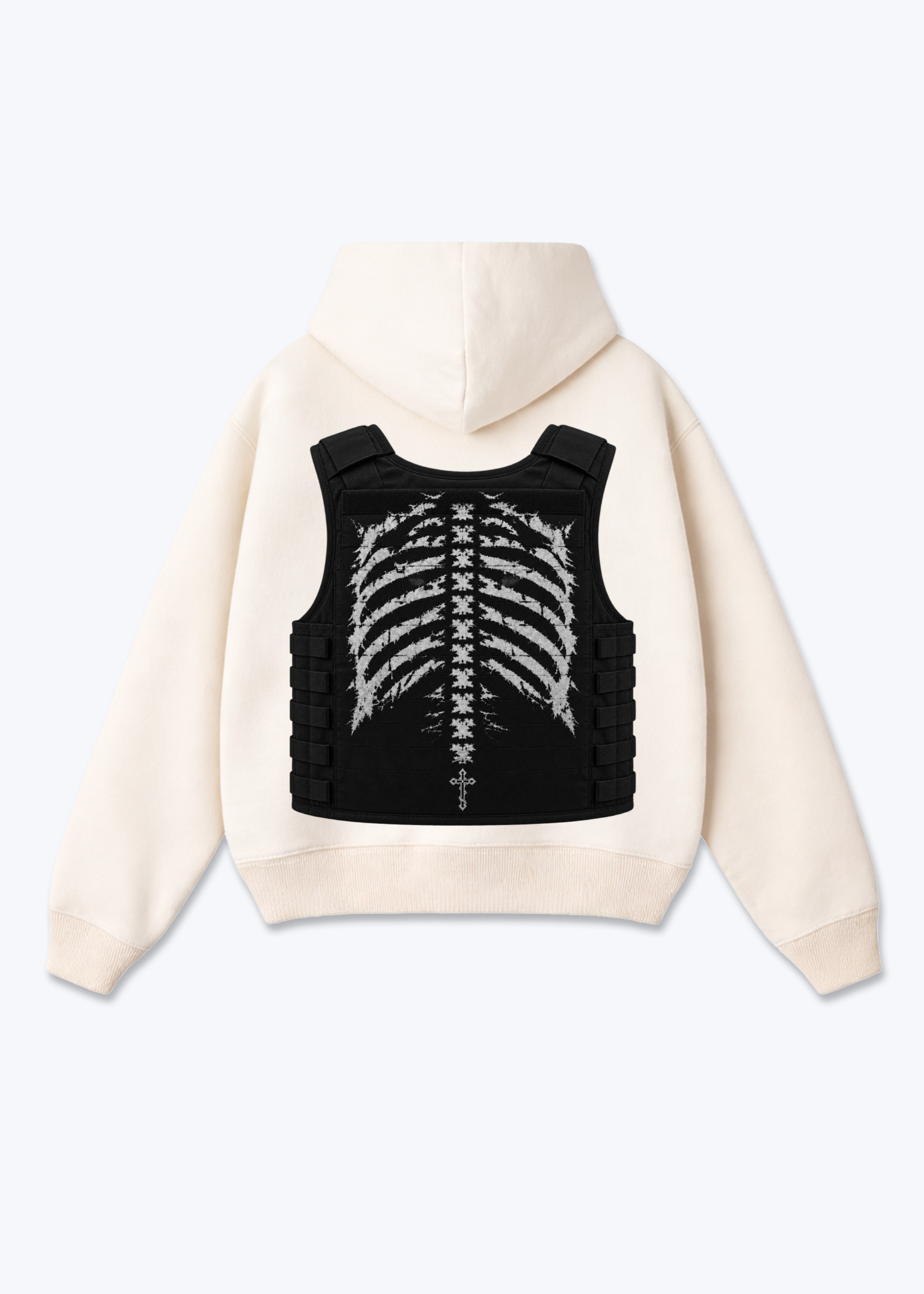 Vest Zip Hoodie - Beige Back (Designed)