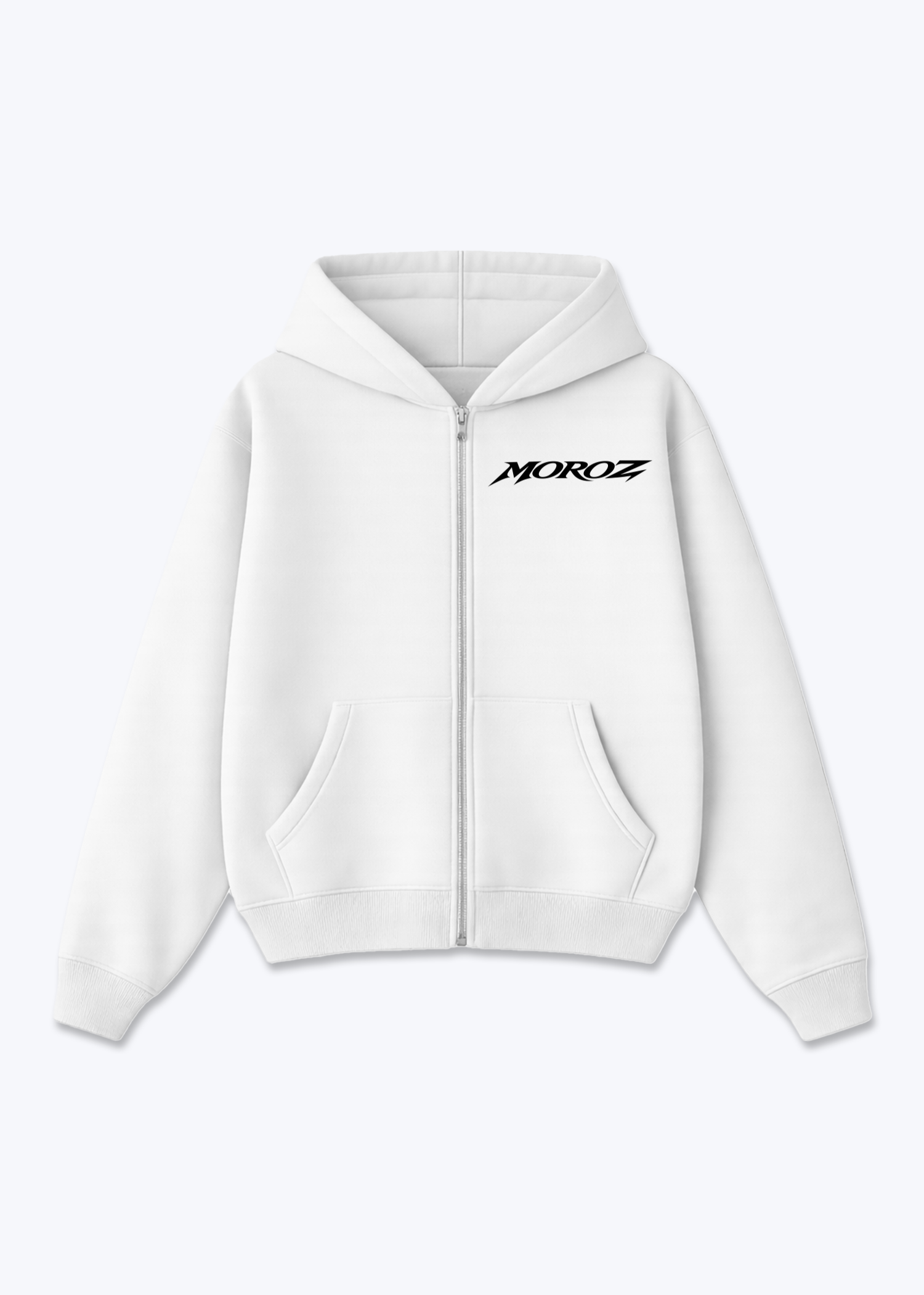 Vest Zip Hoodie - White Front (Designed)