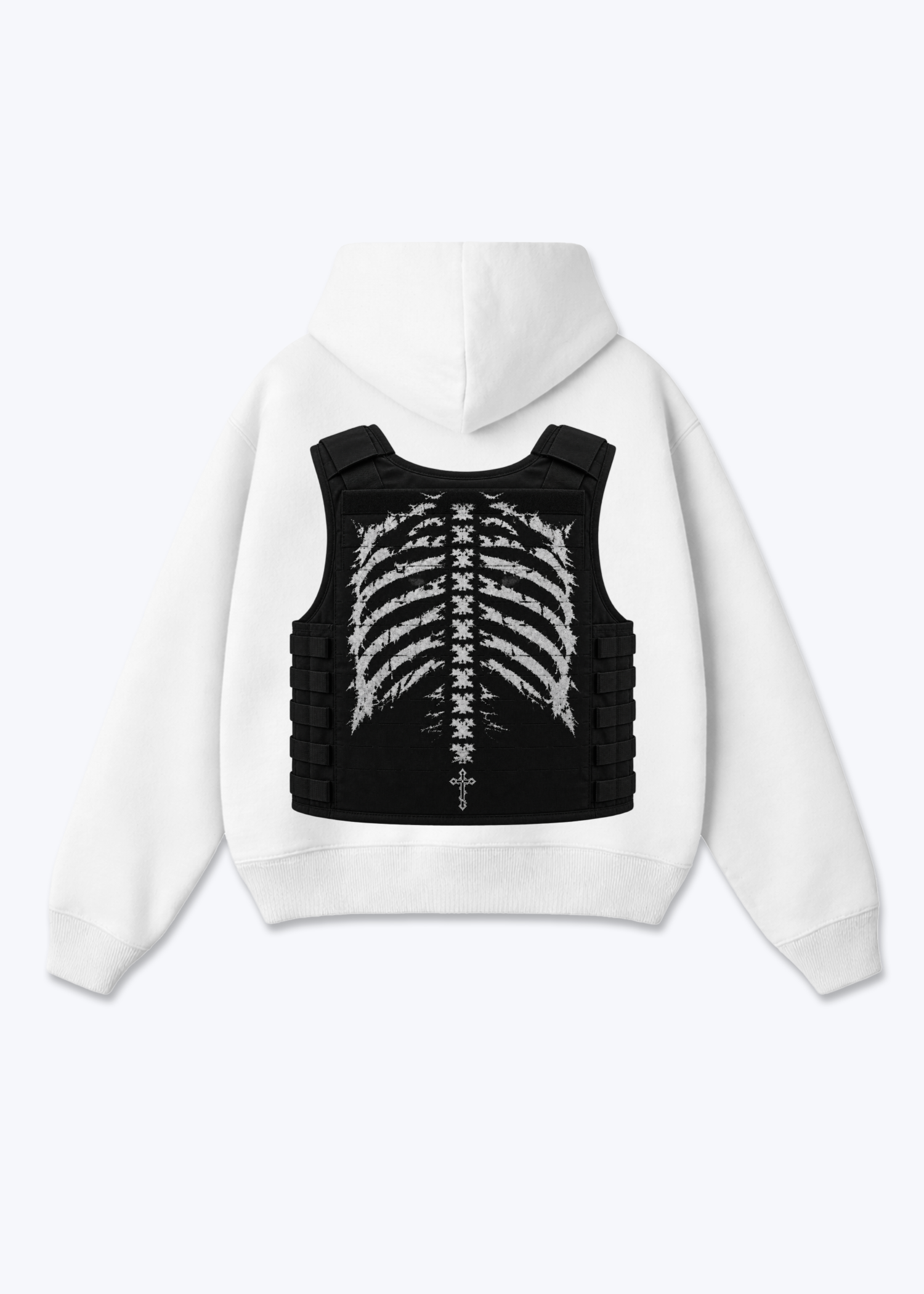 Vest Zip Hoodie - White Back (Designed)